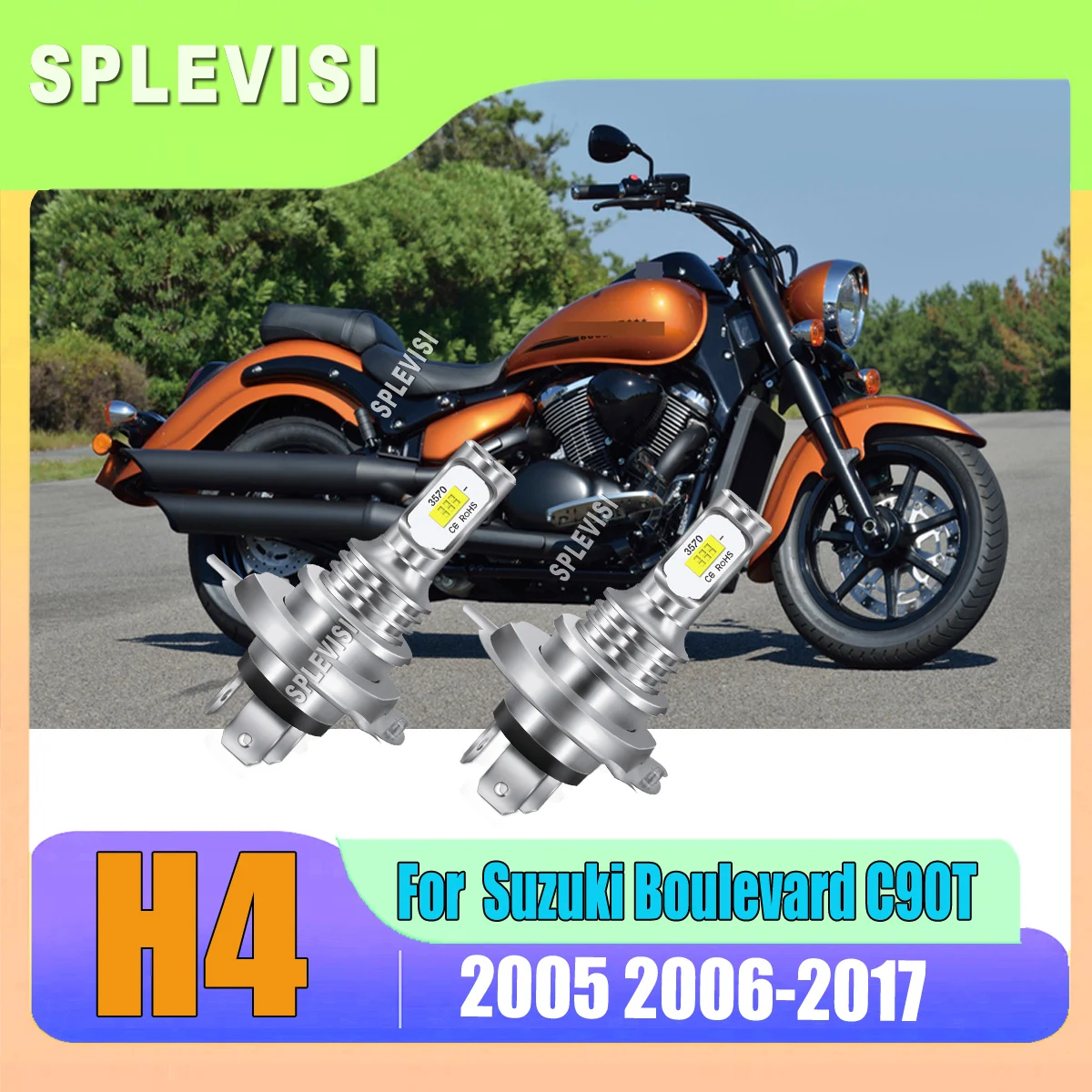 

motorcycle led lights H4 9003 white headlight bulbs moto accessories For Suzuki Boulevard C90T 2005 2006 2007 2008 2009-2017