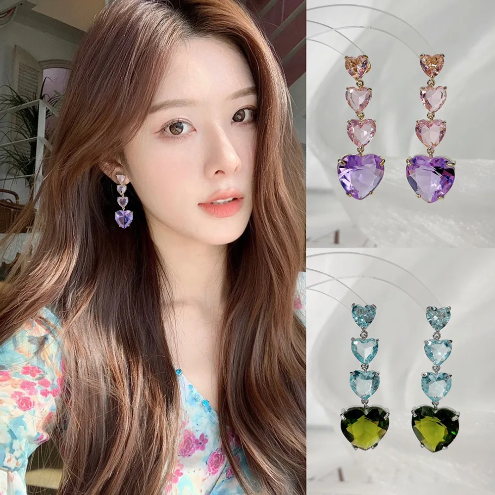

Missvikki New Luxury Trendy Heart Pendant Earrings Micro Elegant Shiny Cubic Zirconia for Women Bridal Wedding Party Jewelry