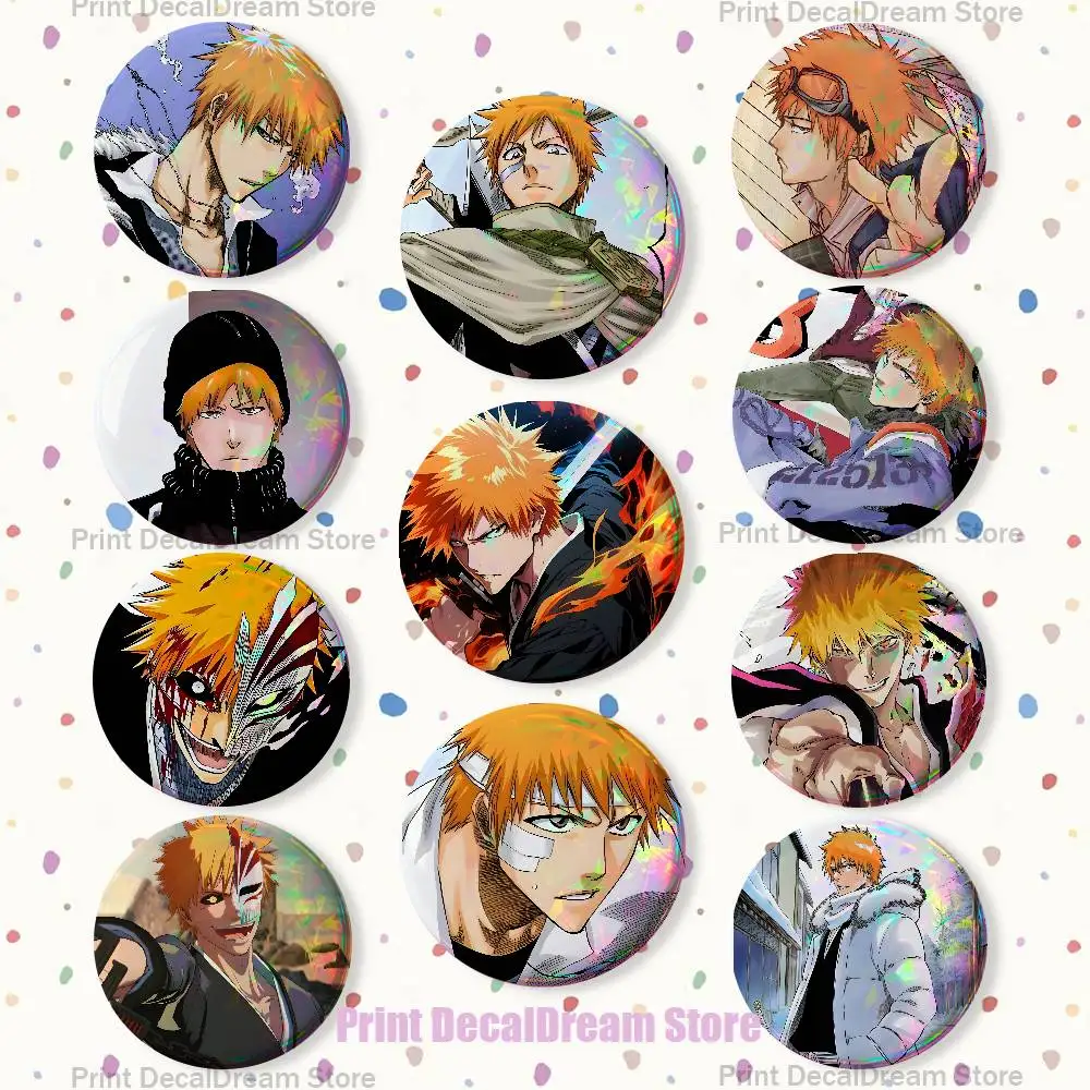 Anime K-Kurosaki Ichigo Enamel Pins Funny Cartoon Characters Badge Fashion Jewelry Accessories Round Snap-in Brooch on Backpack