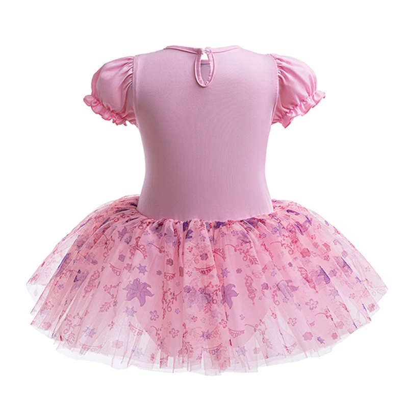 Vestido de bailarina rosa para niñas, tutú de malla, traje de baile de Ballet, entrepierna abierta, leotardo de gimnasia para escenario, Ropa de baile de bailarina