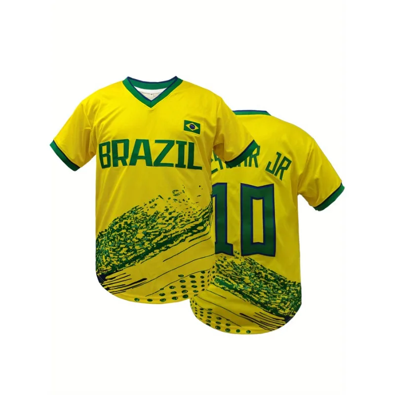 

Мужская футбольная майка свободного кроя в Бразилии с v-образным вырезом # Дизайн 10, игрок, дышащая ткань для тренировок, матчей, чашек мира