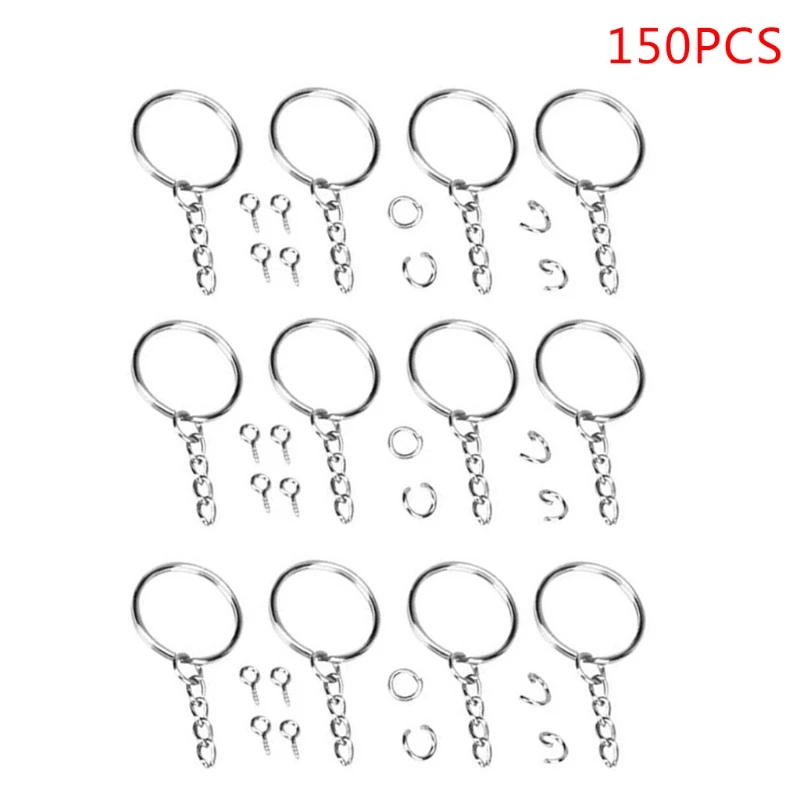 

150Pcs/Box Screw Eye Pin for Key Chains with Open Jump Ring Chain Extender Eye Pins Split Keyring DIY Jewelry Making