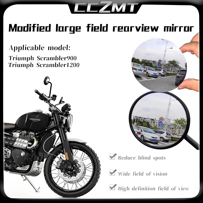 Per Triumph Scrambler900 Scrambler1200 Specchio convesso per moto Aumenta gli specchietti retrovisori Specchio laterale Vista Lente di visione