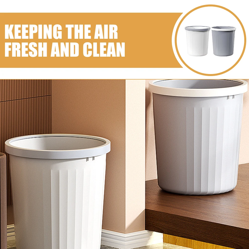 

2Pcs TrashCans WasteBucket HouseholdGarbageCan BathroomBedroomKitchen Office Trash Can LivingRoom Office GreyWhite