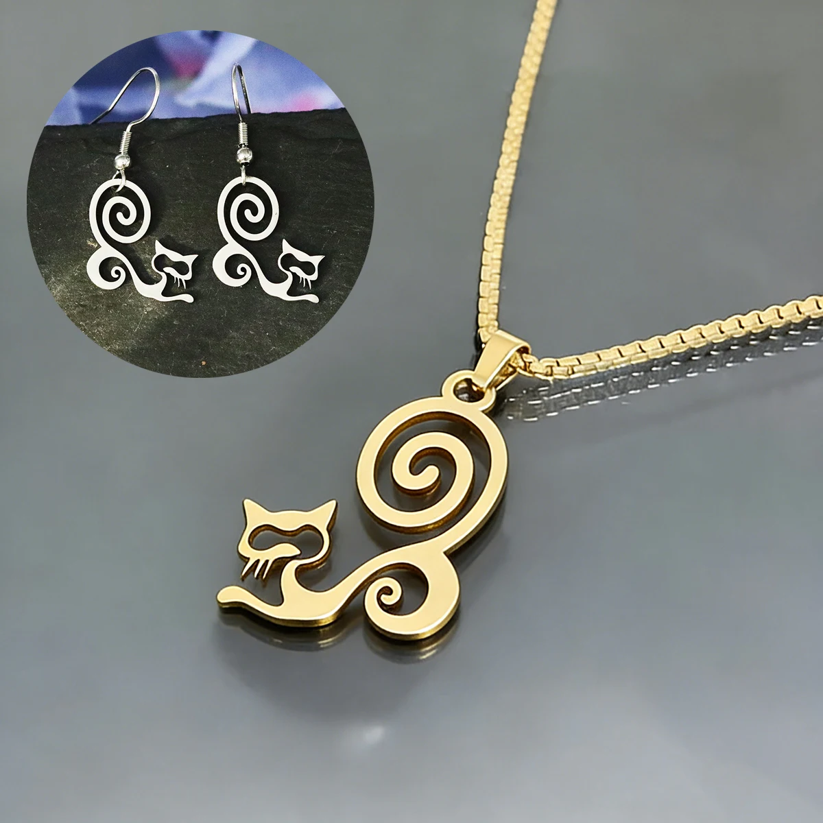 

3pcs/lot Lovely Cat Charms Pendant Gold Color Animal Necklace Pendants For DIY Jewelry Making Bracelet Earrings Accessories