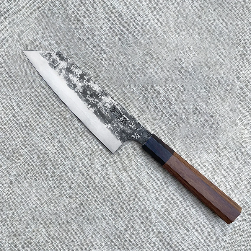 

7 Inch Kiritsuke Knife T12A High-carbon Steel Sanmai-gawari Blade Slicing Vegetables Cleaver Meat Handmade Forged Kitchen Knife