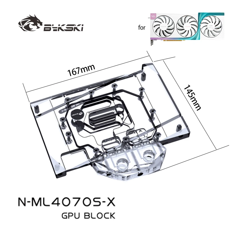 

Bykski GPU Block for Manli RTX 4070 Ti SUPER Gallardo Video Card Water Cooling / Dense Waterways / Copper Radiator N-ML4070S-X