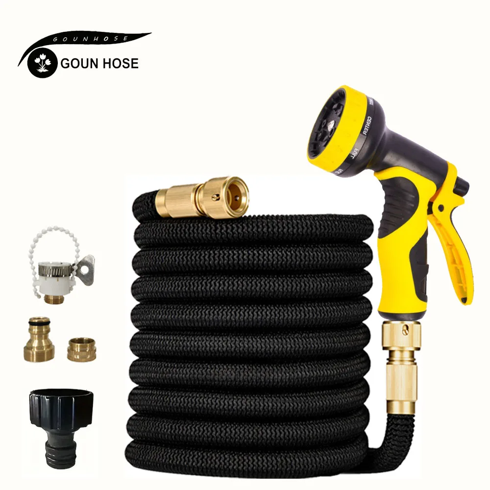 

New Expandable Magic Hose Pipe High Pressure Car Wash Hose With Metal Spray Gun Set Outdoor Watering Irrigation Tool Garden Hose