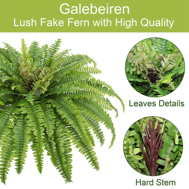 Artificial Ferns for Outdoors & Indoors,Large Faux Ferns Fake Boston Fern Plant for Planter Garden Porch Entrance B-A14I