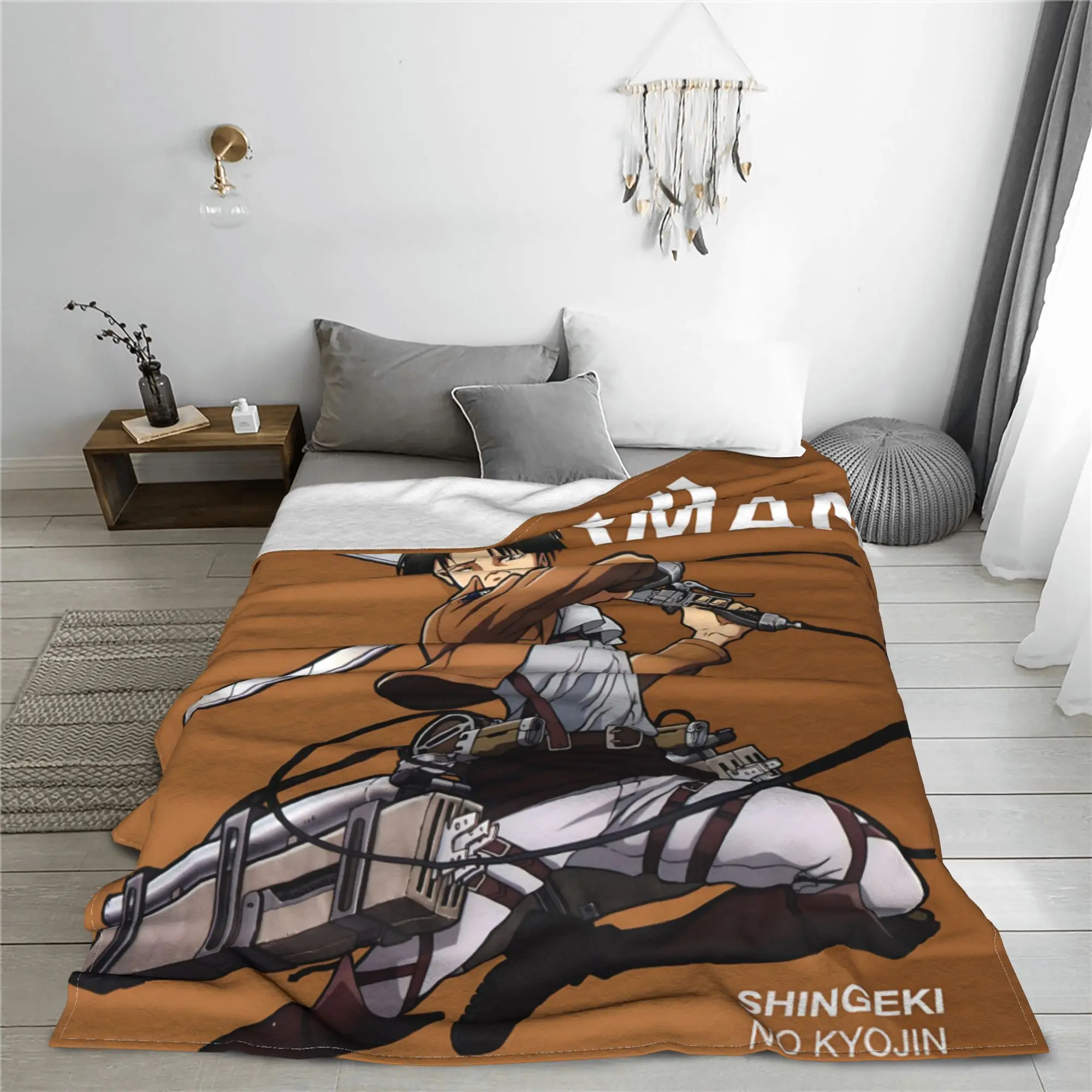 1PC Attack on Titans Levi Ackerman   home room decorations Winter Blankets for Adults Bedding Home Interior Sofa Knee