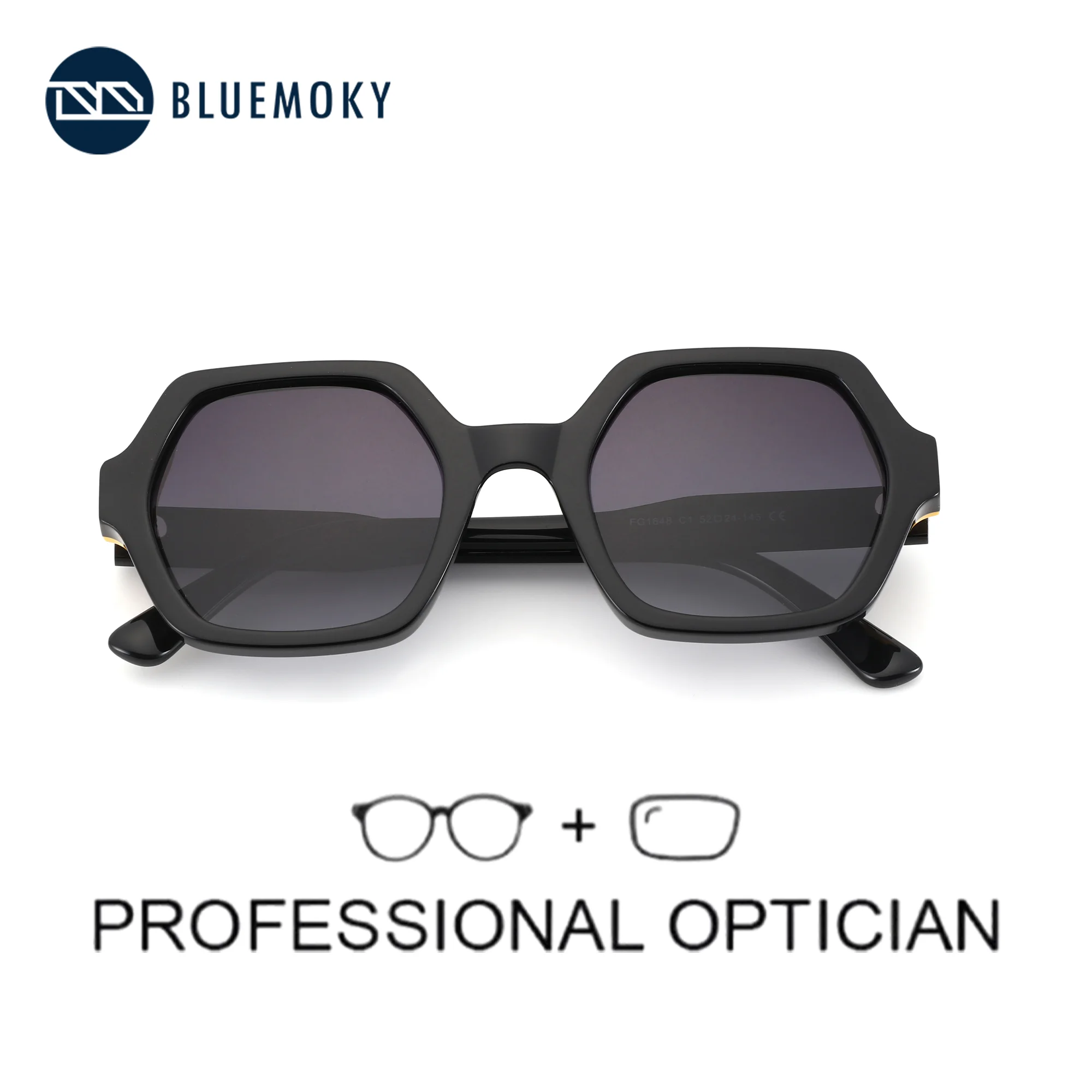 

BLUEMOKY Handmade Acetate Polygon Prescription Sunglasses Diopter Myopia/Photochromic Polarized Sun Glasses for Women Shades