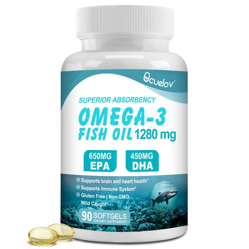 

Рыбное масло Omega 3 1280 мг, EPA 650 мг, DHA 450 мг, поддерживает здоровье мозга и сердца-добавка Omega-3