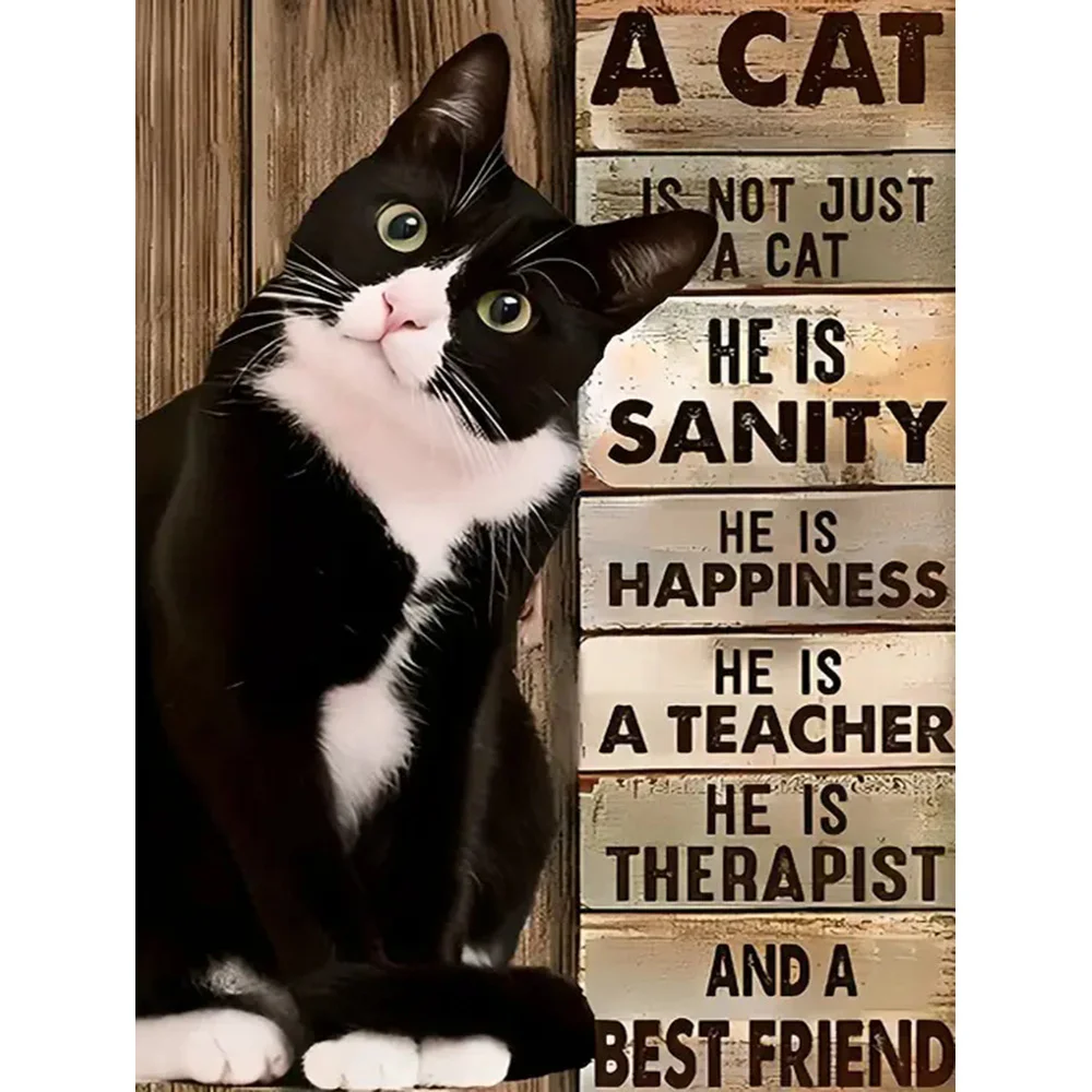 Ever shine Diamant Malerei Tier DIY Kunst Diamant Mosaik Katze Bild von Strass Stickereien Text Wohnkultur Geschenk