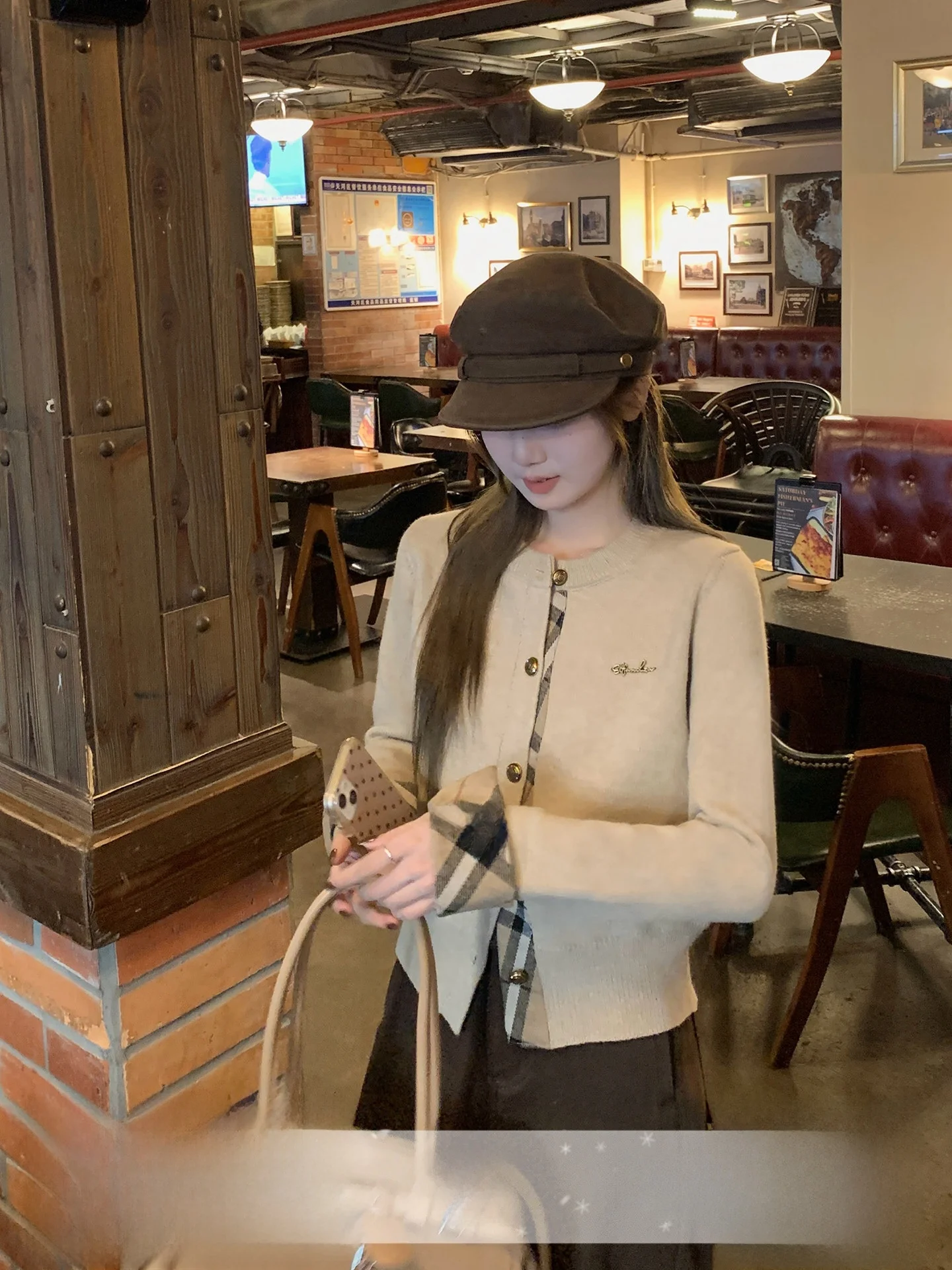 

Korean Sle Spliced Knitted Cardigan Women's Autumn Winter Unique Design Embroidered Sweater Jaet Casual Wear Polyester Blend