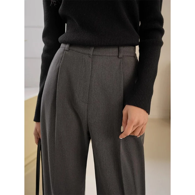 

Narrow Wide-Leg Pants for Women Autumn and Winter New Pendant High Waist Casual Pants Commuter Professional Loose Straight Suit