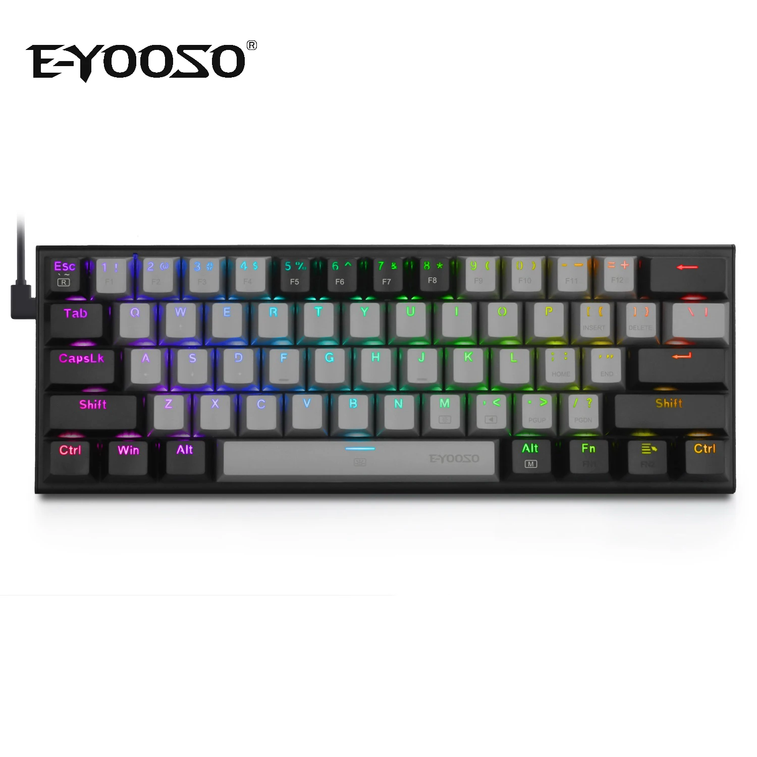 

Z-11 USB Wired 60% Mechanical Gaming Keyboard , E-Yooso 61 Keys RGB Backlit Outemu Switch For Computer Office Game ,Black