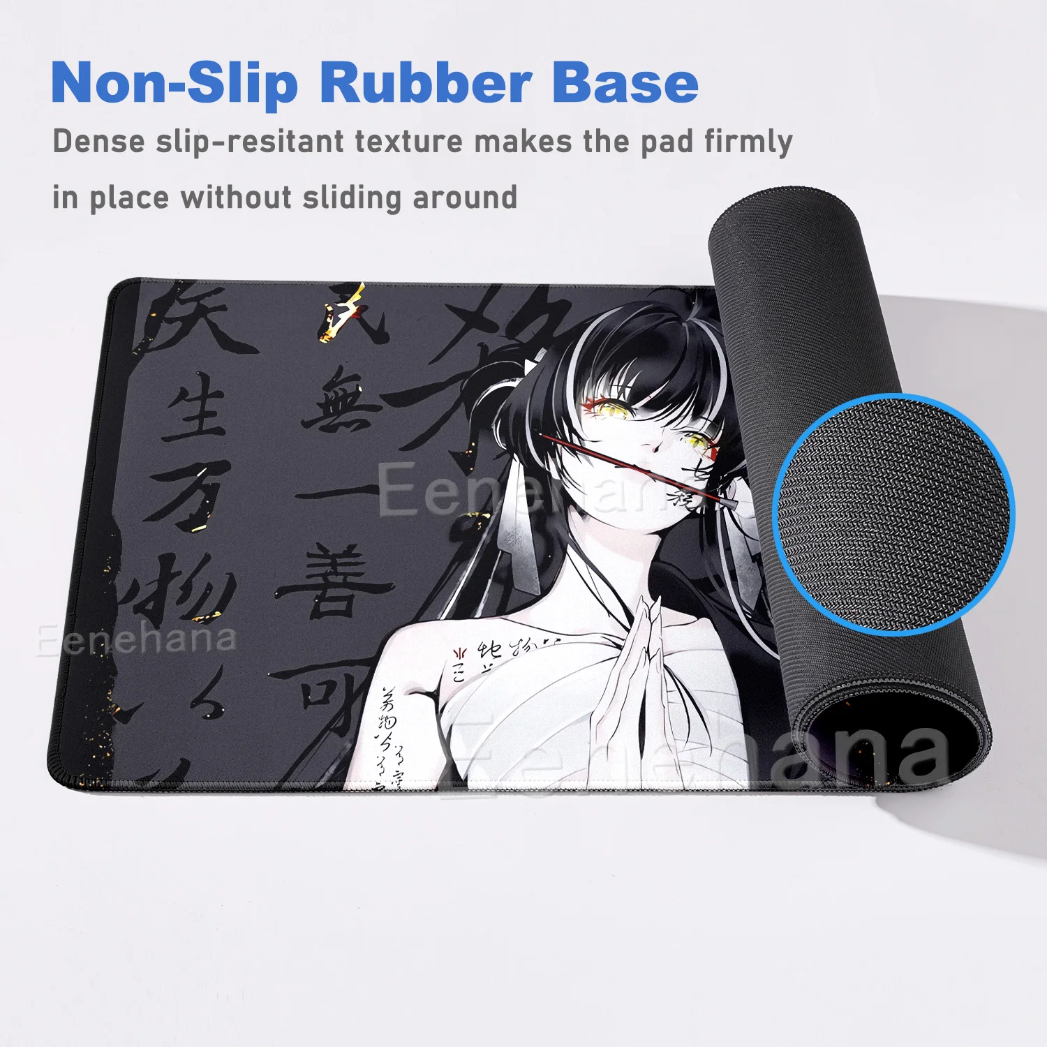HD Black Mask Girl Mouse Pads Gaming Accessories Chinese Characters Office Punk Handsome Large Gamer Keyboard Non-slip Desk Mats