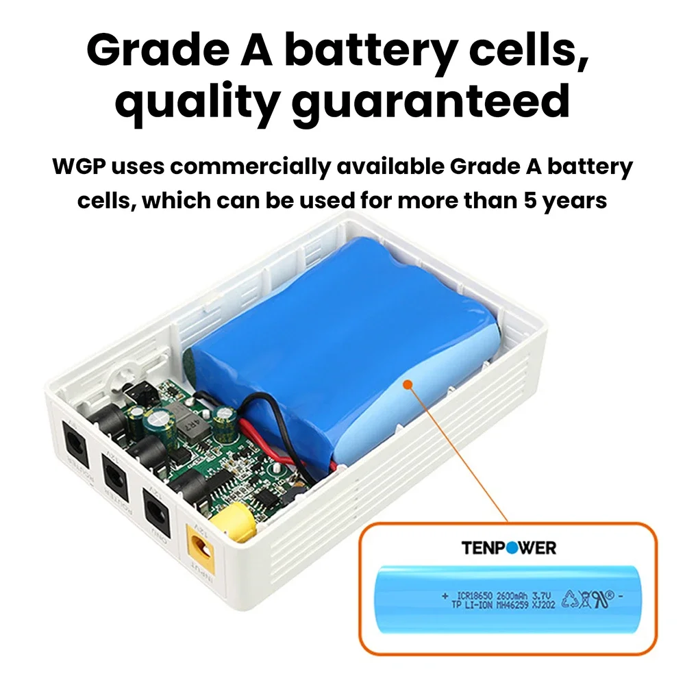 UPS301 DC 9V 12V Mini UPS per Router Domestico, Alimentatore Ininterrotto 7800mAh, Batteria di Backup ad Alta Capacità per Power Bank Mobile
