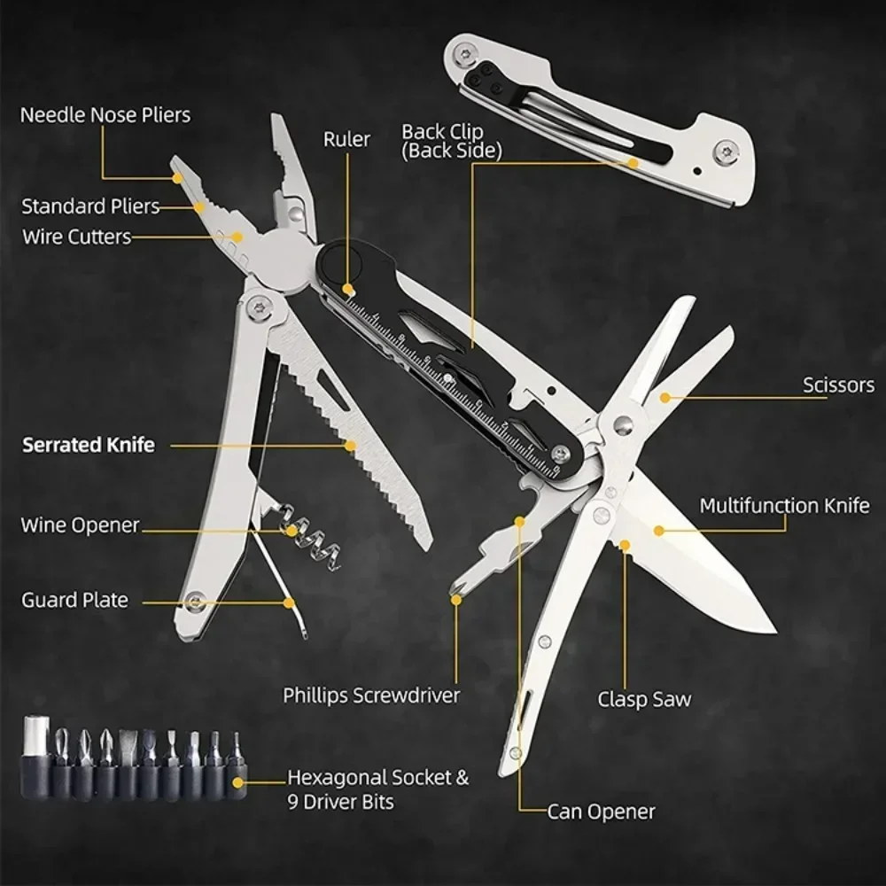 Multifunction Multi-tool Outdoor Stainless Pocket Knife Pliers Mini Portable for Hunting Camping Survival Knife Folding Steel