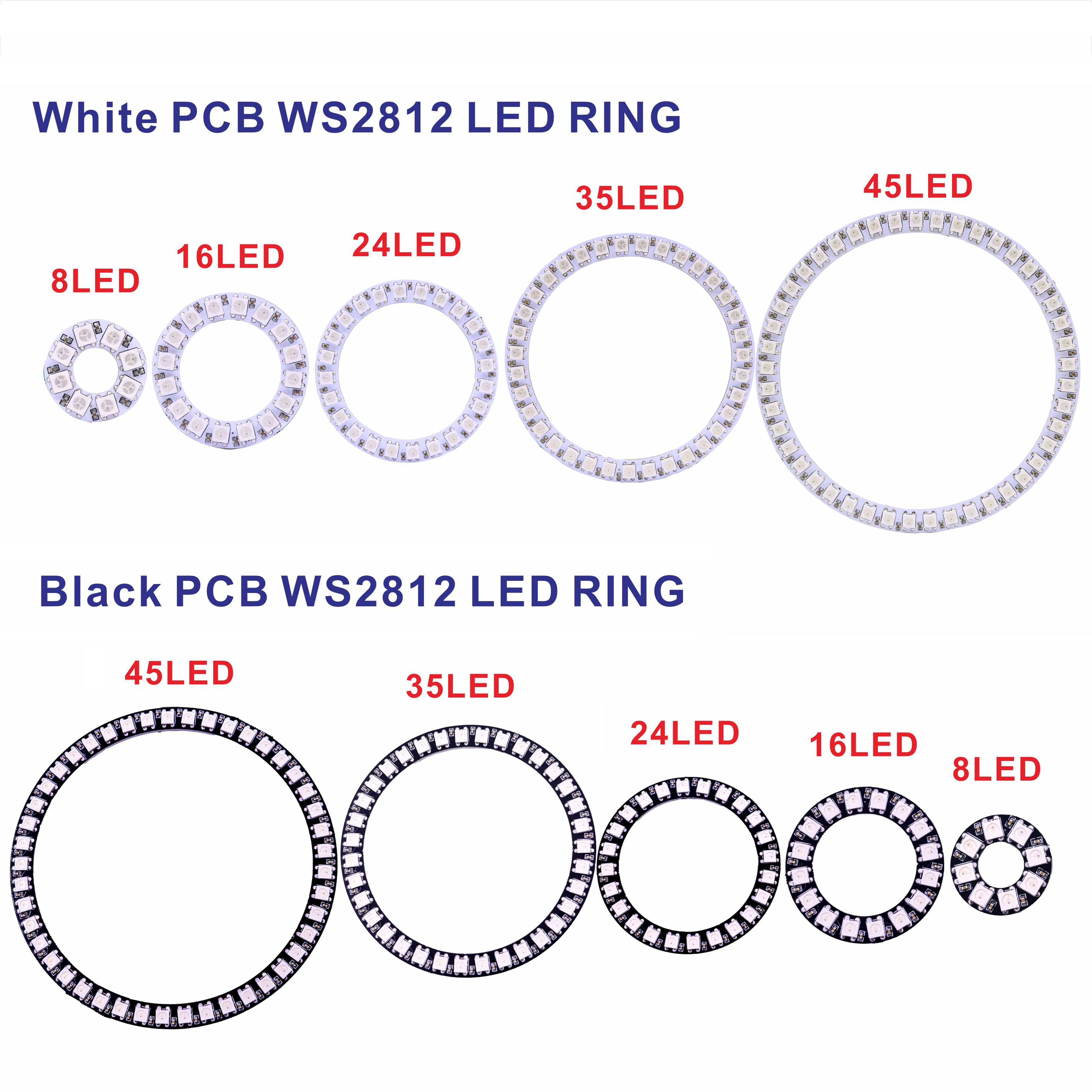 LED Pixel Ring Light WS2812B 27/48/73/96/120mm Individually Addressable WS2812 IC Smart RGB RING LED Light Addressable DC5V/12V