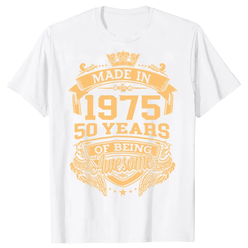 Lustig, hergestellt im Jahr 1975, 50 Jahre fantastisches Vintage-T-Shirt für 50. Damen, lässiges T-Shirt, Streetwear-T-Shirt