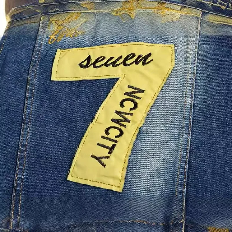 النسخة الكورية الجديدة سليم صالح الاتجاه الرجال سترة جينز الرجال سترة جينز سترة مطرزة سترة