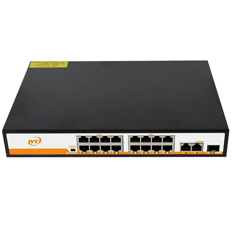 ใหม่ 19 พอร์ต POE RJ45 SFP อีเธอร์เน็ตสวิตช์ 100/1000Mbps สำหรับอัพลิงค์ที่ไม่มีการจัดการปลั๊กแอนด์เพลย์สำหรับกล้อง IP/NVR