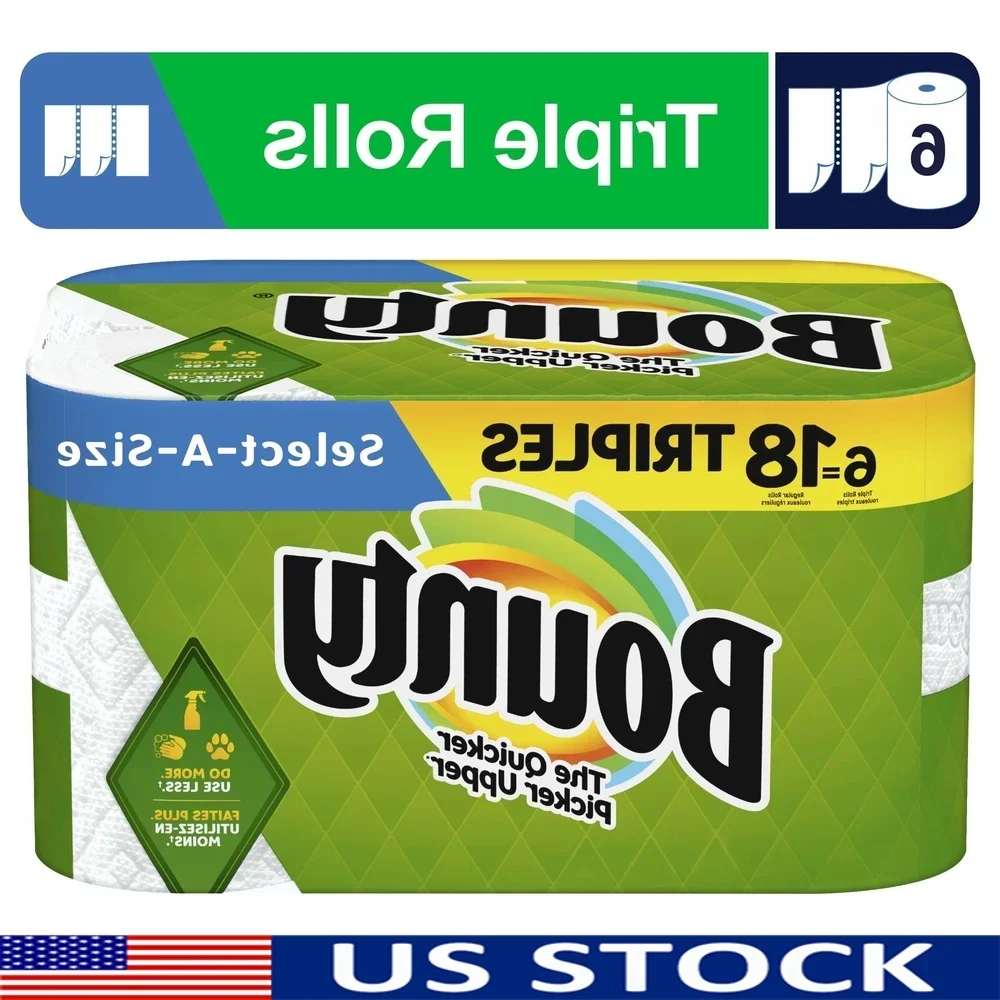 Super Absorbent Select-A-Size Paper Towels 6 Triple Rolls Versatile Half Sheets