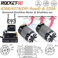 ROCKET-RC Sensored Waterproof Brushless Motor 4268 4274 V2 220A ESC 2-4S for 1/8 Wltoys HSP Traxxas Arrma RC Off-Road Truck Cars
