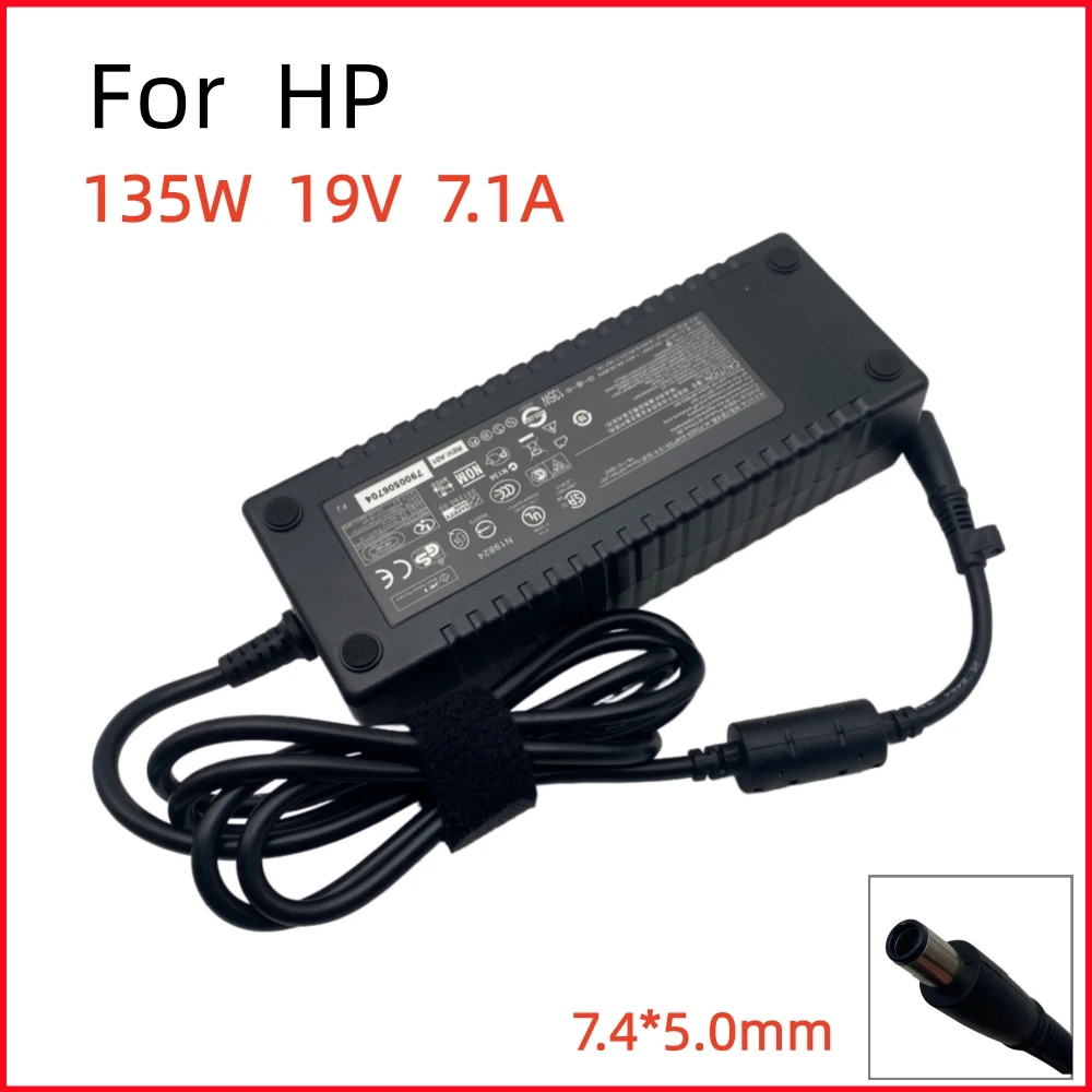 Adaptador de carregador de laptop 19V 7.1A 135W 7.4*5.0mm para HP EliteBook 6910p 8510p Pavilion dv7 HDX18 Compaq 6515b nx6320 HSTNN-LA01
