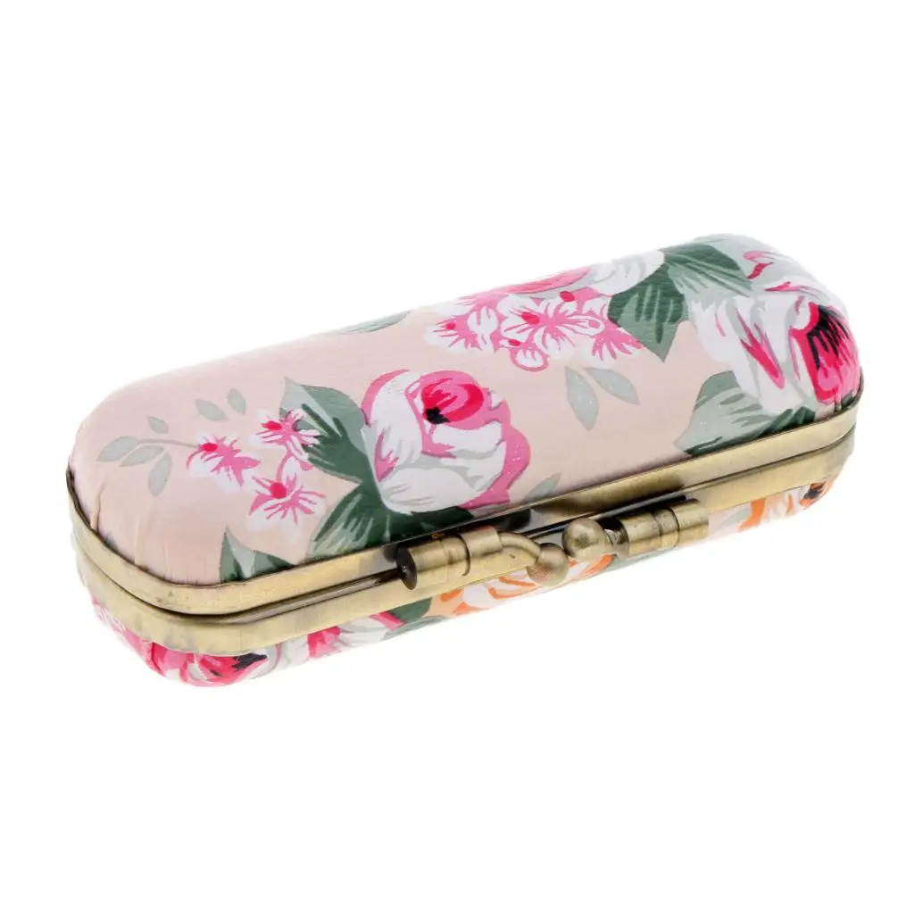 Flower PU Lipstick Case Storage Box Holder With Mirror