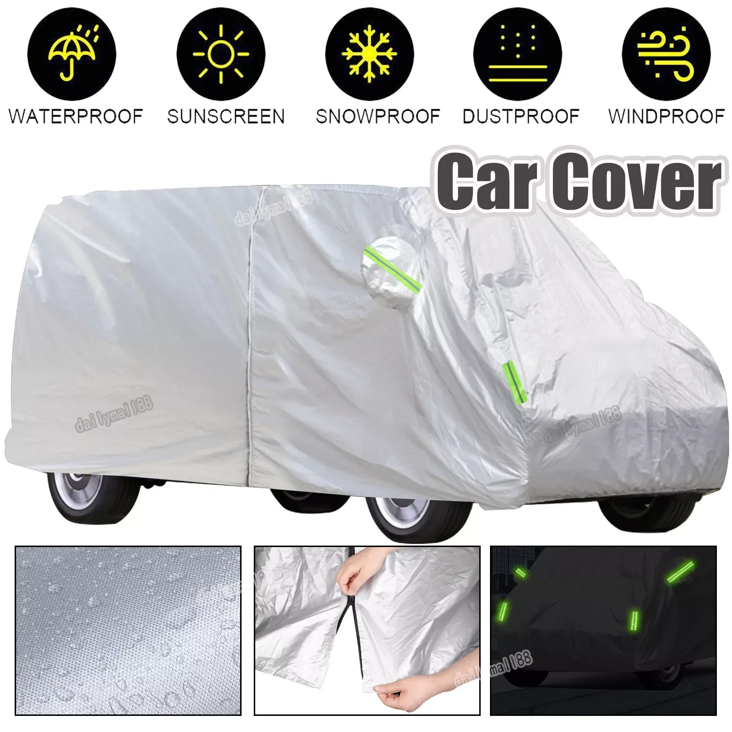 

5.2m Full Car Cover Waterproof Outdoor Cover Van Full Protect For VW Transporter T3 T4 T5 T6 Rainproof Dustproof Car Body Cover