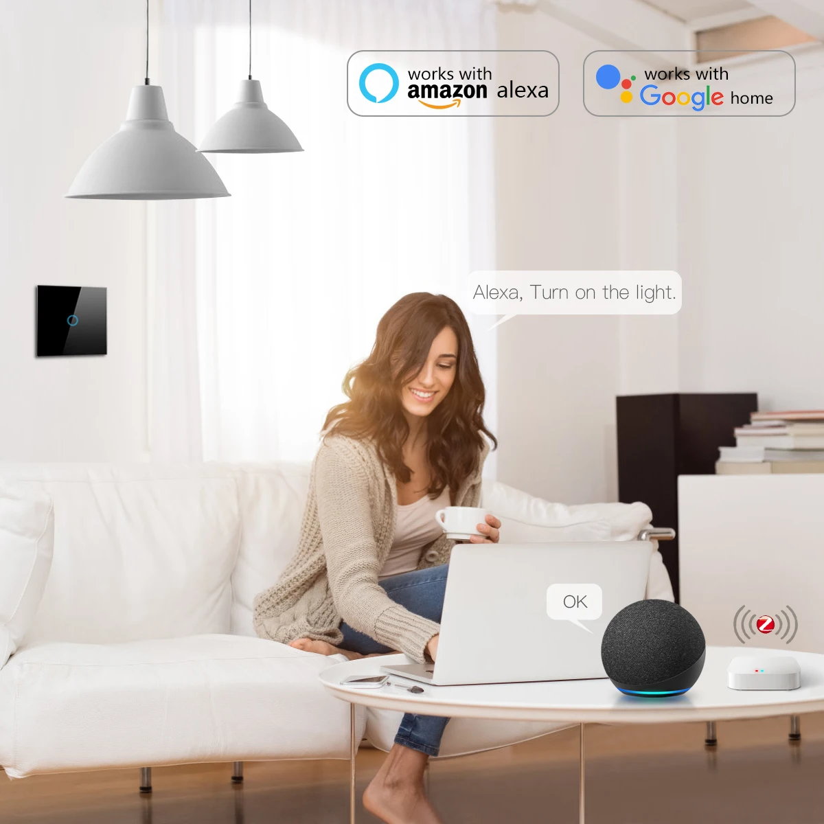 Nessun condensatore richiede Zigbee Tuya Smart LED Light Touch Sensor interruttore a parete con/No neutro Wire Support Alexa Google Home Control