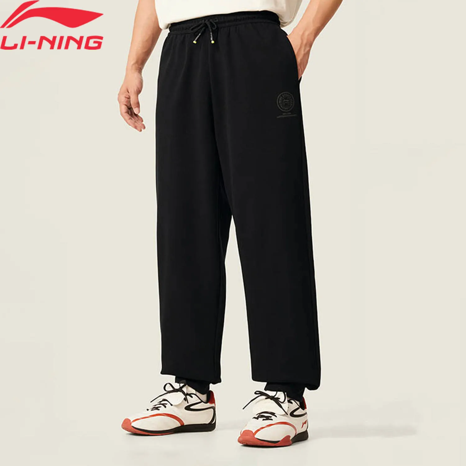 Li-Ning Men's Sports Style Pants SORONA Loose Fit Adjustable Waist Comfortable LiNing Leisure Sweatpants AKLV371