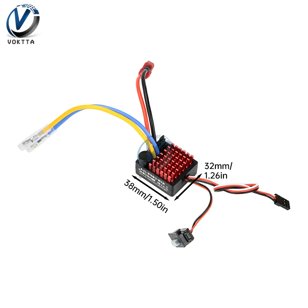 2-3S 60A ESC 브러시 전자 속도 컨트롤러 1060 RTR 6V/2A 방수 BEC 1/10 RC 축 SCX10 TRX4 D90 MST CFX EX86100