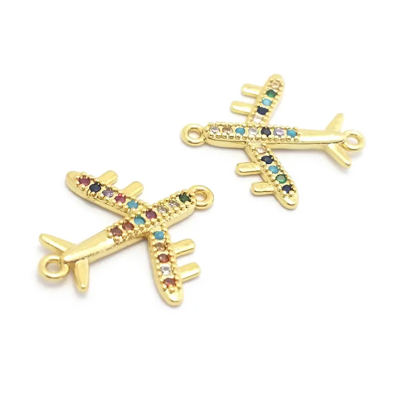 18K Gold Color Airplane Bicycle Tower Windmill Charms Pendants High Quality Diy Jewelry Making Necklace Earrings Accessories
