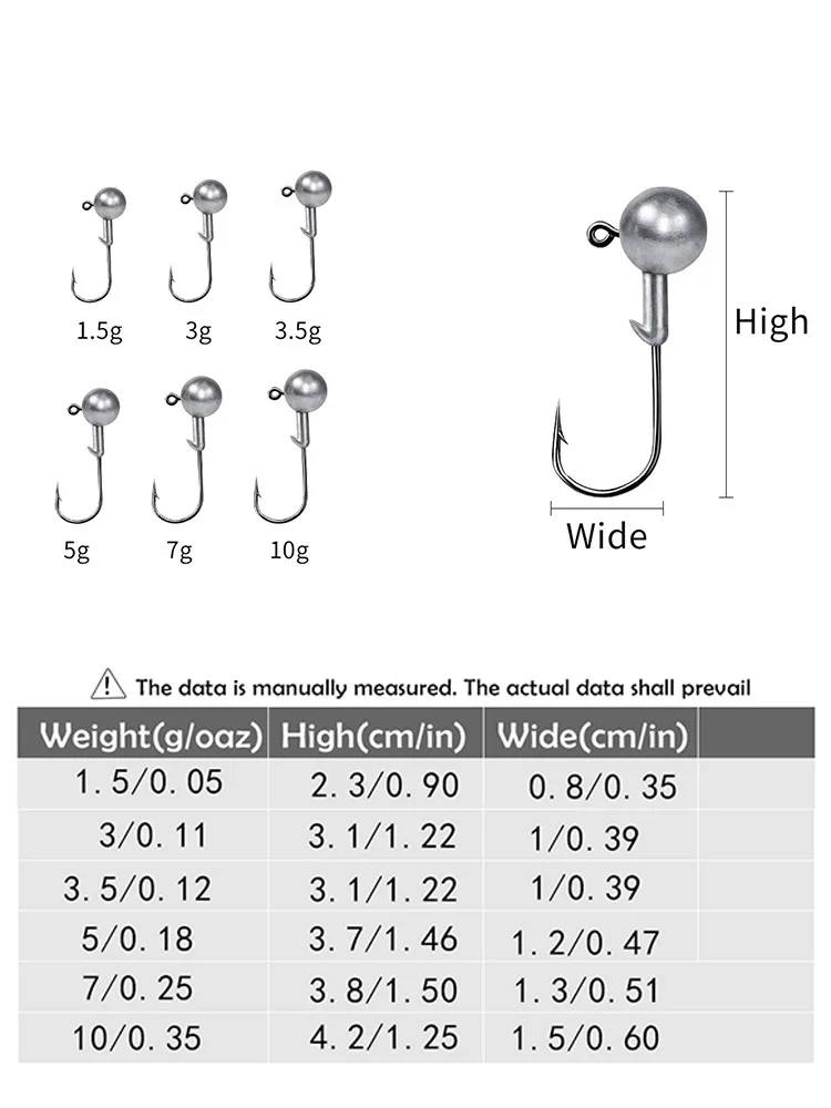 Hameçon de pêche à tête plombée, 10 pièces, 20 pièces, 1.5g, 3g, 3.5g, 5g, 7g, 10g, boule ronde, avec lame, hameçon sans mauvaises herbes pour la pêche au ver souple
