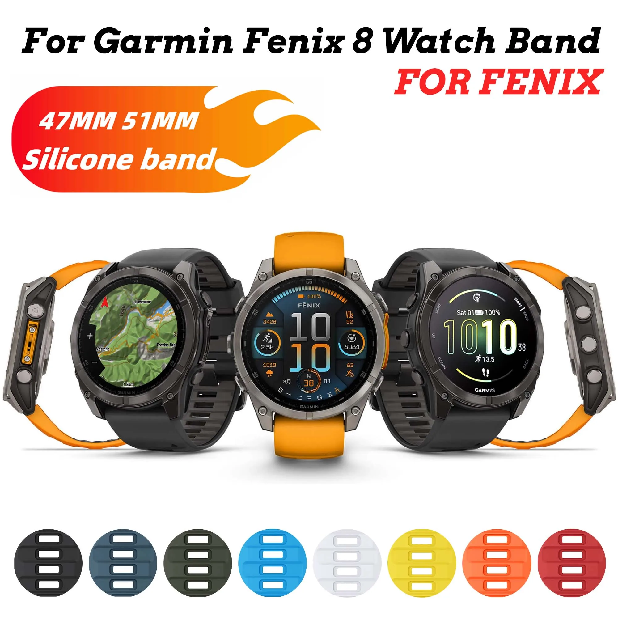 

QuickFit 22mm 26mm Fenix8 Watch Band For Garmin Fenix E 8 47mm 51mm 7 7X 6 6X/Epix Pro/Enduro 3 Silicone Strap Replacement Kit