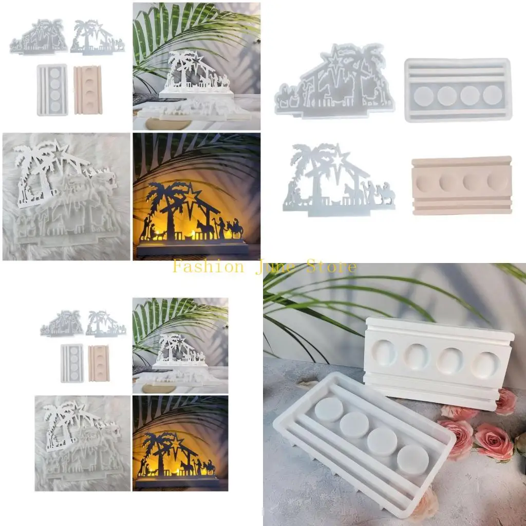 

N5KA Coconut Tree Silicone Molds Holder Mould Handmade Castings Molds DIYs Soap Molds Player Molds for Holiday Decors