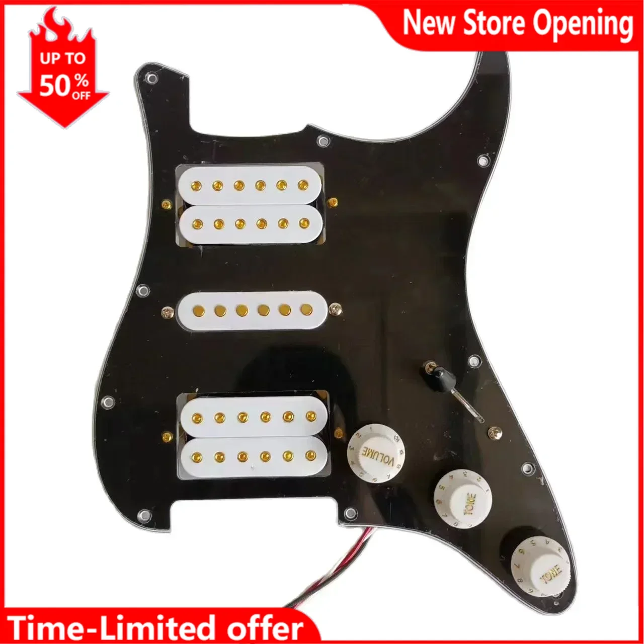 

Prewired Loaded ST Pickguard With HSH White Humbucker Pickups Set Coil Splitting Switch For ST Electric Guitar