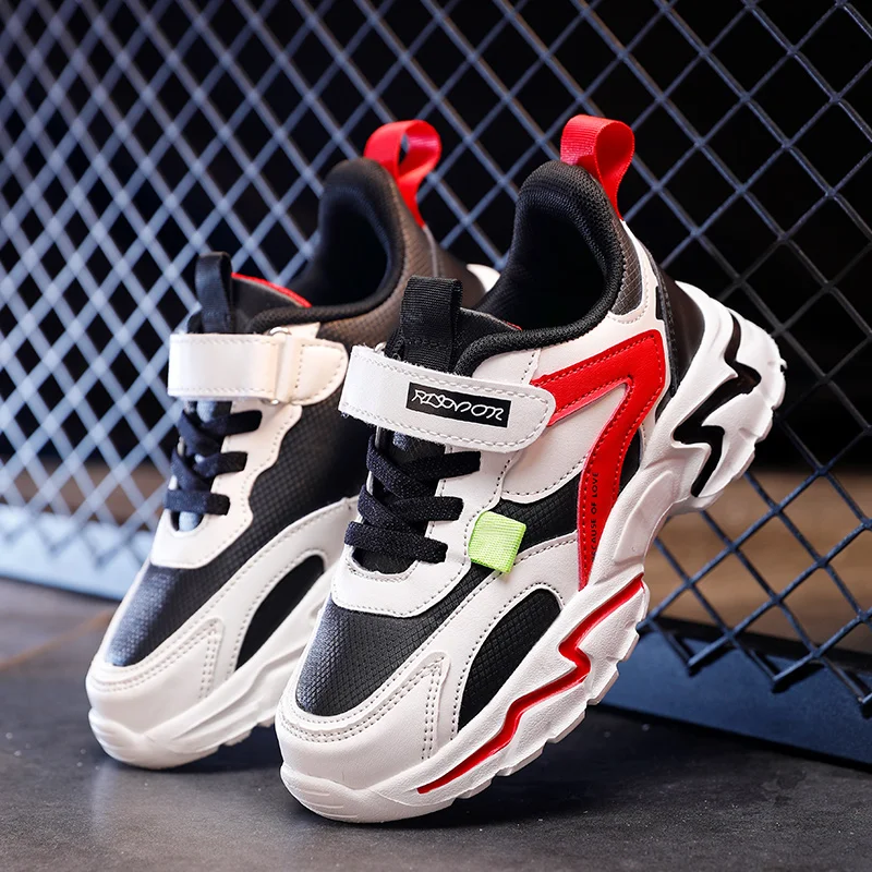 

Детские кроссовки, спортивная обувь для мальчиков, модная кожаная детская удобная обувь с дышащей сеткой, повседневная прогулочная обувь для бега на открытом воздухе