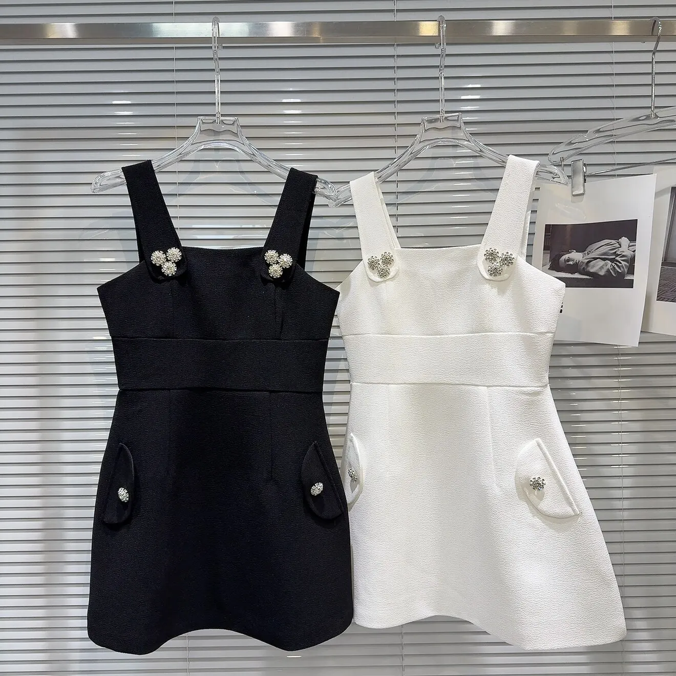 

Spring Autumn Fashion Diamond Slim Camisole Dress Female High Waist Sleeveless Solid Color Pullover Mini Dress for Women