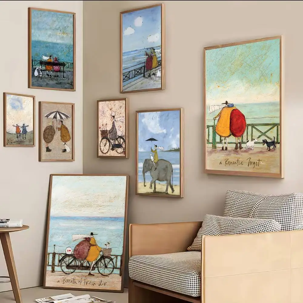 Sam Toft Art Abstract Landscape DIY Sticky Poster Fancy Wall Sticker For Living Room Bar Decoration Wall Decor