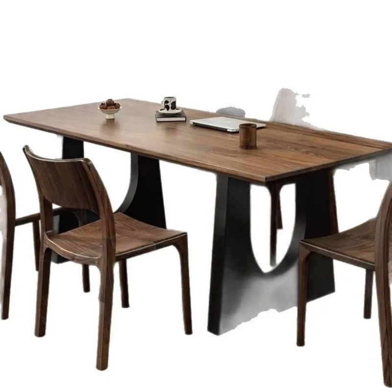 Solid wood dining table walnut color, living room, workbench, conference desk