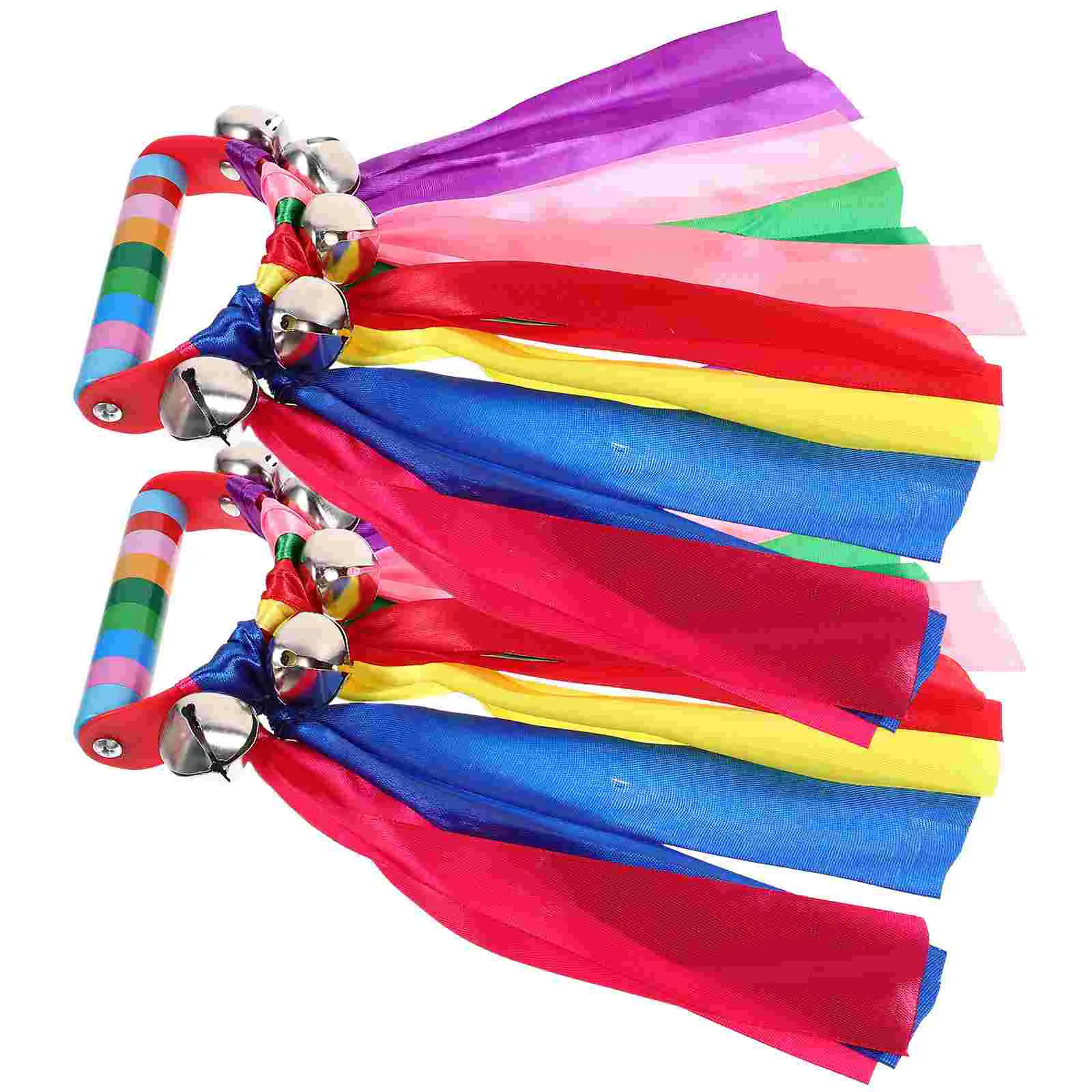 

2 Pcs Funny Tambourines Music Toys Party Props Cheering Portable Rainbow Circle Percussion Instrument Plaything