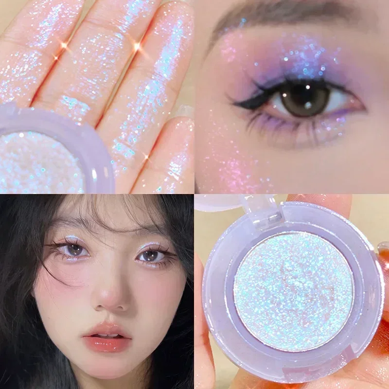 Paleta de sombras com lantejoulas monocromáticas, à prova d'água, diamante, glitter, verde, roxo, sombra de olhos brilhante de longa duração, cosméticos de maquiagem