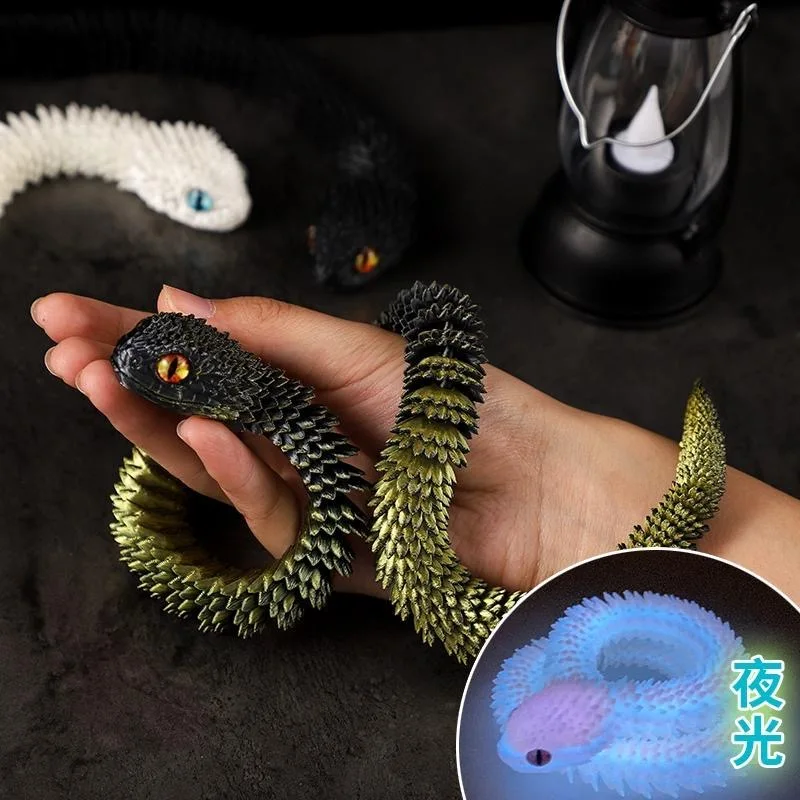 30/60cm 3D Printed Snake Funny Movable Joint Simulation Snake Action Figures Creative Home Office Desktop Ornament Kids gifts