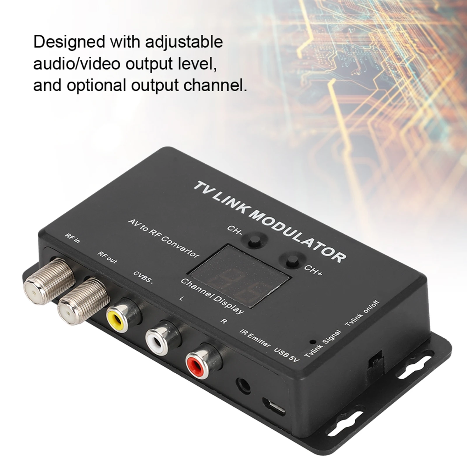 Adaptador extensor IR TM70, modulador de enlace de TV UHF, convertidor AV a RF, extensor IR con modulador de pantalla de canal, convertidor AV a RF