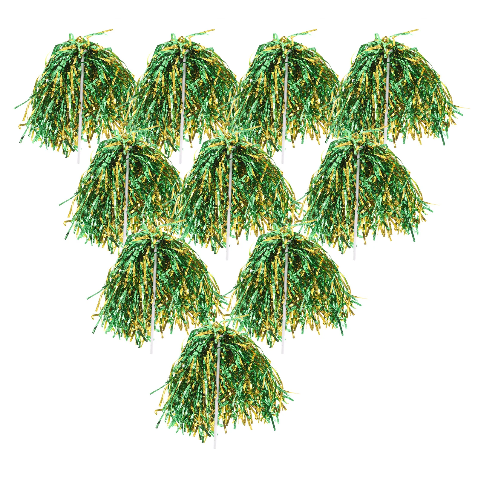 

10Pcs Cheerleading Pom Poms Metallic Foil Plastic Hand Flowers Lightweight Spirited Team Performance Cheer Accessories