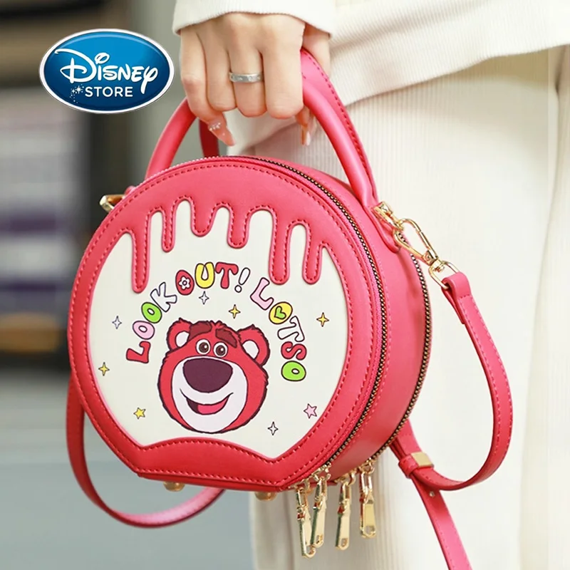

Оригинальная круглая сумка Disney Lotso, женская модная ручная сумка через плечо, сумка для хранения косметики, чехол для телефона